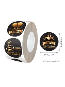 500pcs/Roll Black Foil Stickers Balloon Labels Sealing Stickers Suitable For Handmade Crafts, Birthday Party, Gifts, Envelopes, Small Business, Decorative Stickers For Birthday Party, Envelopes, Scrapbooking, Wedding, Bridesmaid Gifts, Thank You Cards, Baby Shower, Small Business Supplies Scrapbook Supplies Stationery - Black - View 3