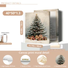 لوحة جدارية فنية عتيقة، لوحة كانفاس لشجرة عيد الميلاد والهدايا العتيقة، ديكور لوحة شجرة عيد الميلاد، ديكورات عيد الميلاد، هدية عطلة مثالية، مجموعة لوحة كانفاس عالم الشتاء الساحر، موضوع احتفالي، مؤطرة أو غير مؤطرة، ديكور غرفة، ديكور المنزل، ديكور شقة الطالب الجامعي، هدايا لديكور الجدران في الفندق، المنزل، هدية مثالية لتدفئة المنزل، غرفة المعيشة، غرفة النوم، الحمام والمكتب