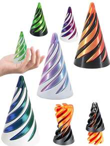 1PC 3D Printed Spiral Cone Anxiety Relief Fidget ,Decompression 3D Printed Double-Sided Spiral Cone - Colorful Gradient Structure,Suitable For Home Decor ,Birthday Accessories,Party Gifts,Perfect Gift For Stress Relief And Sensory Relaxation, Novelty Gifts For Friends - Multicolor - View 2