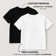 Kit 2 Camisetas Infantil Menino Algodão Básica Gola Redonda 4 6 8 anos