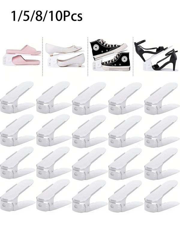 Estantería para zapatos, organizador de ranuras para zapatos, apilador de zapatos ajustable ahorrador de espacio, estantería de zapatos de doble nivel, soporte apilable para zapatos para organización de armarios, estable para tacones altos y zapatillas, esencial para un almacenamiento ordenado y elegante, cajas de zapatos apilables, cajonera para zapatos, gabinete para zapatos