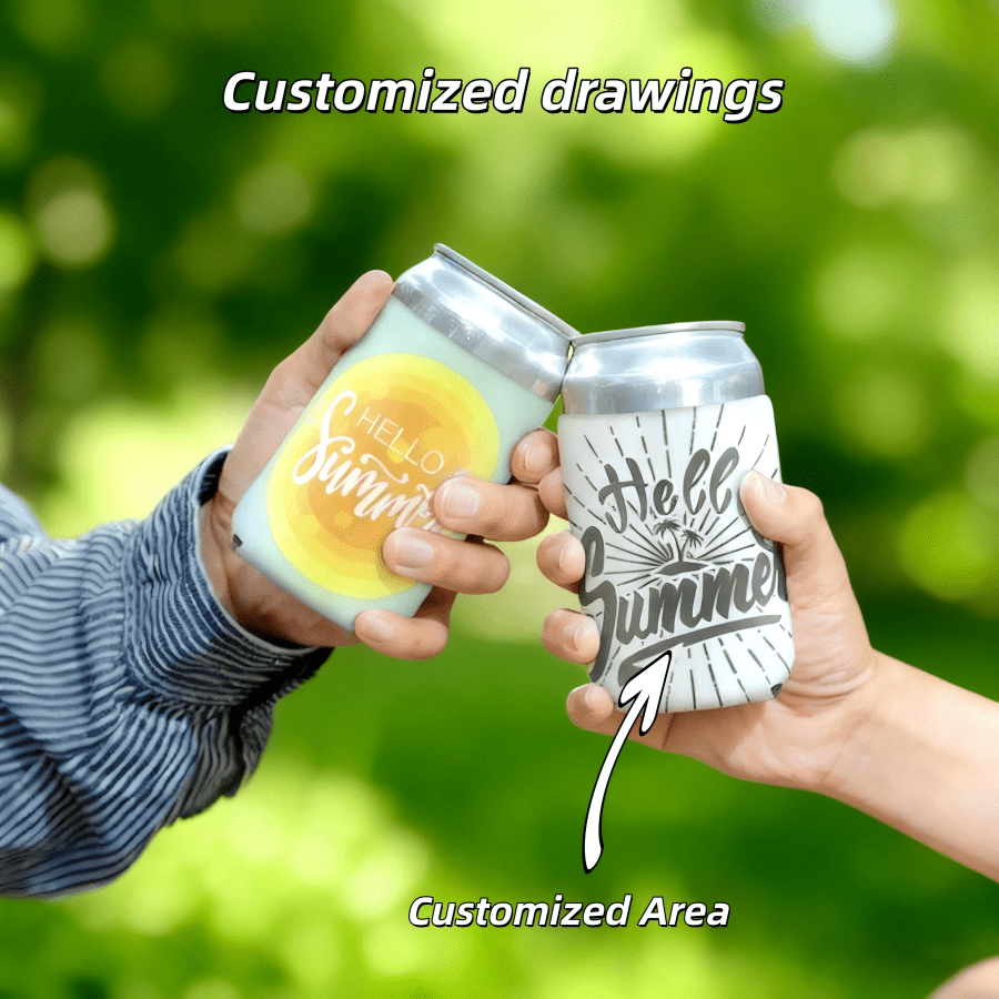 2pcs/4pcs/6pcs/8pcs 13.5*9.5cm High Definition Printed Neoprene Cup Sleeves, Non-Slip, Cold/Heat Resistant, Customizable, Creative, Practical Home Essentials, Great Gifts For Friends, Family Or Yourself, No Power Required
