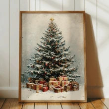 لوحة جدارية فنية عتيقة، لوحة كانفاس لشجرة عيد الميلاد والهدايا العتيقة، ديكور لوحة شجرة عيد الميلاد، ديكورات عيد الميلاد، هدية عطلة مثالية، مجموعة لوحة كانفاس عالم الشتاء الساحر، موضوع احتفالي، مؤطرة أو غير مؤطرة، ديكور غرفة، ديكور المنزل، ديكور شقة الطالب الجامعي، هدايا لديكور الجدران في الفندق، المنزل، هدية مثالية لتدفئة المنزل، غرفة المعيشة، غرفة النوم، الحمام والمكتب