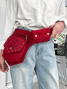 Túi đeo hông phong cách Punk, Túi thắt lưng da cổ điển, Túi đeo hông cho du lịch thể thao ngoài trời, Túi đạp xe ngoài trời cổ điển Túi đựng đồ đa năng Túi đựng điện thoại di động, Túi đeo hông phong cách xe máy Punk sành điệu, Túi thắt lưng da cổ điển - Thiết kế phong cách Punk cá tính, Túi thắt lưng có thể điều chỉnh, Nhiều khe cắm thẻ - Nhiều màu - Xem 5