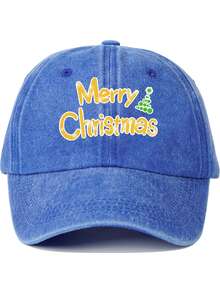 圣诞快乐！1 件创意印花棒球帽，男女同款软顶帽，时尚休闲太阳帽，纯色弧形帽檐帽 - 彩色 - 查看 14
