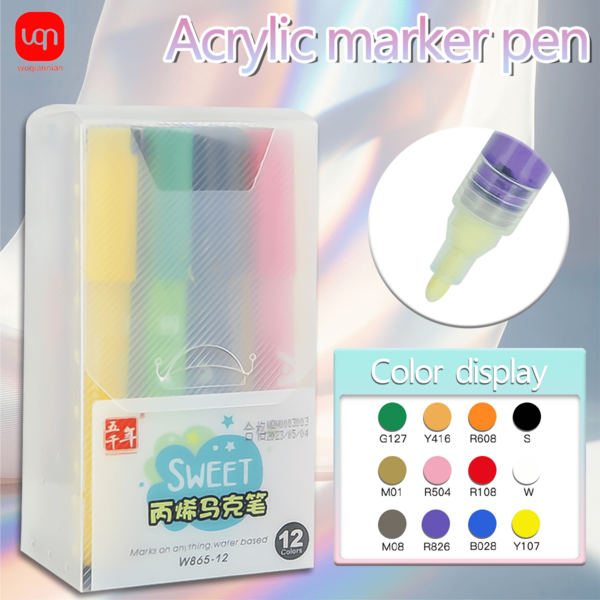 WUQIANNIAN 12/24/36/48 piezas Bolígrafo marcador acrílico de colores para álbum de fotos, manualidades, periódico, DIY, pintura especial, notas, números, resaltador de color, relleno, grafiti, pintura impermeable, temporada de regreso a clases