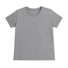 Blusa Malha Manga Curta 100% Algodão Infantil Juvenil Básica Menina Feminina Pré Adolescente Tamanho 8 ao 16 Canelado - Mescla - Visão 2