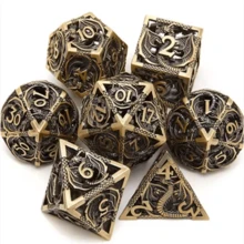 1 套 7 件 D&D 骰子套装金属骰子礼物多面骰子套装 D&D 角色扮演骰子 D20 空心多面骰子套装适用于 RPG MTG 桌面游戏 - 彩色 - 查看 1