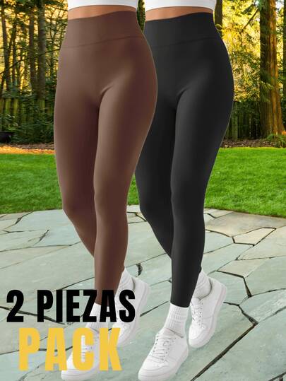 Set de 2 Leggings Térmico Stretch Suave y Cintura Alta