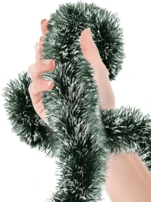 10PCS 9 Cm 2-Meter Encrypted Christmas Decorative Strips, Woolen Strips, Floral Ribbons, Dark Green, White Edge, Green Edge, Festive Atmosphere Decoration Supplies - Multicolor - View 12