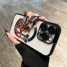 Teléfono con lente magnética electrochapada y diseño todo incluido en color negro. Compatible con carga inalámbrica magnética y compatible con phone 16 Pro Max, 16, 15 Pro, 14, 14 Plus/14 Pro Max, 13, 13 Pro, 12 Pro, 11/11 Pro y la serie Pro. Es un excelente teléfono para amigos, cumpleaños y fiestas. - Negro - Ver 10