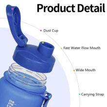 1 bình nước nhựa nắp lật dung tích lớn 750ml/25oz & 1000ml/32oz có vạch chia thời gian, dây đeo, thích hợp cho các môn thể thao ngoài trời, chạy bộ, đạp xe, làm quà tặng ngày lễ - Nhiều màu - Xem 7