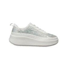 ARiderGirl Coachee RH Women's Lace Up Sports Shoes Rhinestone Platform Fashion Low Top Casual Walking Sneaker - 白色 - 查看 4