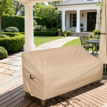 Durable Outdoor Sofa Cover - Heavy Duty 900D Oxford Fabric UV & Wind Resistant Patio Bench Cover With Handles - Fits 70"X30"X24"/35"(H) Loveseat - Stylish Protection For Garden, Patio, & Poolside Furniture,Beach,Summer,Vacation,Holiday,Travel Essential,Going Out Tops,Household Items - Khaki - View 8