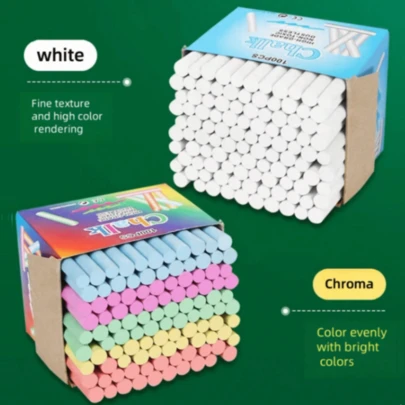 12pcs/50pcs/100pcs Dustless Colored Chalk, White DIY Wall, Blackboard Drawing Graffiti Chalk, Unique Pattern Drawing, Suitable For Classroom Activities, Blackboard Drawing, Christmas, Wall Painting, School Supplies, Back To School (1 Chalk Holder Included - Random Color)
