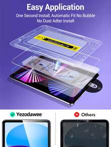 Yezodawee 适用于 iPad 第 11 代 A16 11 英寸/10.9 英寸（2025/2022 款）的屏幕保护膜，9H+ 硬度钢化玻璃，配备简易安装工具包，兼容 Apple Pencil 和保护壳，高清透明。 - 無色 - 查看 3