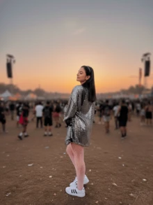 Women's Shiny Sequin Kimono For Festival, Metallic Blouse, Lined, Contrast Sequins - 銀色 - 查看 6
