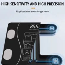 LIPETY Rechargeable Smart Body Fat Scale, High Precision Digital Weight Scale, Large Non-Slip Screen Body Composition Analyzer, Accurate Health Monitor For Home Fitness & Body Weight Tracking - Black - View 7