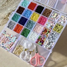 1 Box 4000 Stücke Mehrfarbige Acryl Buchstaben, Herzen, Gesichter, Sterne, Saatperlen DIY Schmuckherstellung Zubehör für Halsketten, Armbänder, Ohrringe, Handy Anhänger