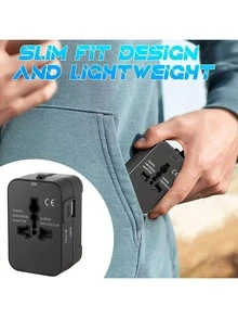 Bộ chuyển đổi du lịch đa năng có 1 cổng sạc USB & 1 cổng sạc Type-C, đầu vào 100-240V, bộ chuyển đổi nguồn cho phụ kiện máy tính, phích cắm US/UK/AU, chống sét lan truyền, phù hợp với hơn 150 quốc gia, thiết yếu cho chuyến công tác và du lịch, dành cho máy tính xách tay, máy tính bảng, máy tính xách tay - Xem 5