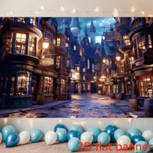 Versatile Magic Town Street Photography Backdrop - Perfect For Halloween, Birthday Parties & Home Decor Durable Polyester, No Power Needed