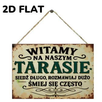[庭院/花园装饰门牌] 2D 平面，20cm * 13.5cm 木制悬挂标志 - “欢迎来到我们的露台”复古装饰牌匾，适用于花园、阳台、庭院、酒吧和咖啡馆装饰 - 散发出温暖浪漫和独特魅力，提升家居风格，营造舒适的休闲空间，感恩节/圣诞节/日常使用装饰门牌，完美的礼物