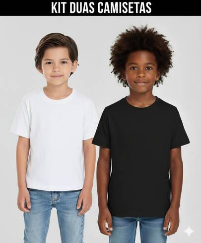 Kit 2 Camisetas Infantil Menino Algodão Básica Gola Redonda 4 6 8 anos