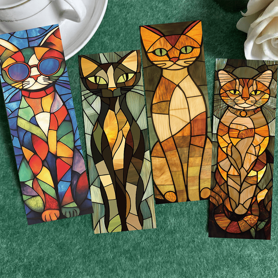 10pcs/Set Colorful Cat Themed Paper Bookmarks, Artistic Cat Design, Suitable For Book Lovers, Students, Teachers And Cat Enthusiasts, Durable Reading Accessory (Random Style)