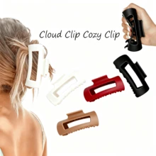 Large Size 5.1-Inch Soft Plastic Claw Clip, Soft & Cozy Non-Slip Round Cloud Claw Clips, Squishy Flexible Hair Clips For Women, Unsnappable Design For Thick Or Fine Hair, Strong Hold With All-Day Comfort