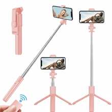 Palo Selfie + Trípode 2 en 1 | Control Remoto Inalámbrico Desmontable - Rosa - Ver 1