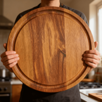A Creative Slotted Cutting Board With Acacia Wood, With Two Sizes To Choose From According To Life Scenes, Serving Board, Cheese Board, Fruit Board, Steak Board And Storage Board, Which Can Be Washed And Reused.