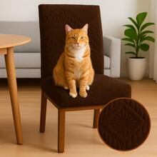 Premium Hammered Mesh Adjustable Anti-Cat Chair Cover – Protection And Elegance For Dining Room - Rust Brown - View 4