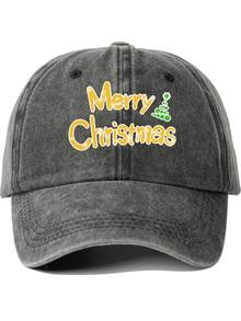 圣诞快乐！1 件创意印花棒球帽，男女同款软顶帽，时尚休闲太阳帽，纯色弧形帽檐帽 - 彩色 - 查看 2