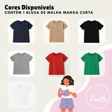 Blusa Malha Manga Curta 100% Algodão Infantil Juvenil Básica Menina Feminina Pré Adolescente Tamanho 8 ao 16 Canelado - Mescla - Visão 11