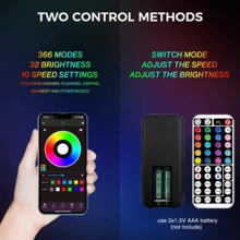 NBBUFF 3.28-100 英尺智能新奇 LED 灯，USB 供电 RGB 灯带，房间装饰照明，应用程序和遥控器，计时器，音乐同步，1600 万种颜色，100 多种场景，适用于卧室、电视、电脑背光、万圣节、圣诞节、派对、婚礼装饰 - TY-C Model - 查看 7