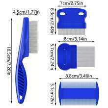 Flea Lice Comb, Stainless Steel Dog Cat Grooming Combs With Rounded Teeth, Double Sided Professional Pet Tear Stain Remover, Dematting Tool For Small, Medium & Large Pets - Blue - View 1