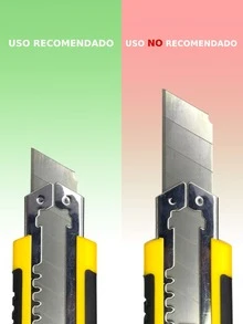 Cutter de 6 pulgadas con grip, navaja de acero y repuesto, herramienta de corte profesional, uso para manualidades, industria y hogar, diseño ergonómico y resistente - Amarillo - Ver 4
