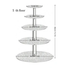Đế bánh acrylic hình tháp tròn trong suốt với kết cấu bằng đá hiển thị cho nhiều lớp món tráng miệng, cho đám cưới, sinh nhật và tiệc tùng - Trong sáng - Xem 3
