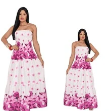 July Tropical Strapless Dress In Various Prints, 2025 Collection - Rose Flower - View 4