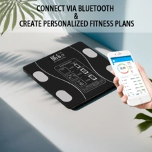 LIPETY Rechargeable Smart Body Fat Scale, High Precision Digital Weight Scale, Large Non-Slip Screen Body Composition Analyzer, Accurate Health Monitor For Home Fitness & Body Weight Tracking - Black - View 5