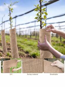 1 卷粗麻布卷黄麻布树套保护器冬季霜冻植物毯布屏障织物花园植物冬季户外树木灌木植物霜冻保护 - 彩色 - 查看 8