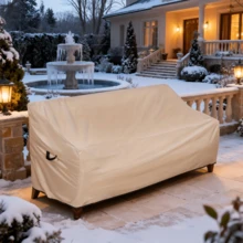 Durable Outdoor Sofa Cover - Heavy Duty 900D Oxford Fabric UV & Wind Resistant Patio Bench Cover With Handles - Fits 70"X30"X24"/35"(H) Loveseat - Stylish Protection For Garden, Patio, & Poolside Furniture,Beach,Summer,Vacation,Holiday,Travel Essential,Going Out Tops,Household Items - Khaki - View 2