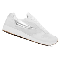 Men's And Women's Casual Sneakers Adult White Comfortable Lightweight Walking Stylish Modern Everyday 10 Sizes 34 To 43 - trắng và bạc - Xem 2
