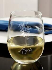 1pc Customized Name Wine Glass, Customized Birthday Flower Wine Glass, Customized Glassware With Text, Customized Gift, Personalized Wine Glass, Personalized Glassware, Personalized Water Cup, Wedding Gift, Celebration Moment, 550ml, Suitable For Valentine's Day, Mother's Day, Father's Day, Birthday, Party, Anniversary, Best Gift For Family, Friends, Colleagues, Partners, Gift For Him, Gift For Her - Birthday Flower Styles - View 4