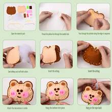 5 Stücke/1 Stück süßes Tier-Themen DIY Nähset, handgemachtes Anhänger Dekorationsmaterial Paket Cartoon Schlüsselanhänger, perfekt für Anfänger, Geburtstagsgeschenke, Weihnachtsparty Geschenke - Verschiedenfarbig - Übersicht 6