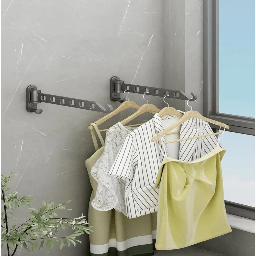 JOOM Laundry Drying Rack Wall Mounted Clothes Drying Rack Clothes Hanger -Coat Hanger Holder White - Màu B - Xem 1