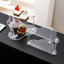 亚克力不对称双层托盘，珠宝化妆品展示柜，适用于派对、婚礼、生日等场合的桌面装饰展示架