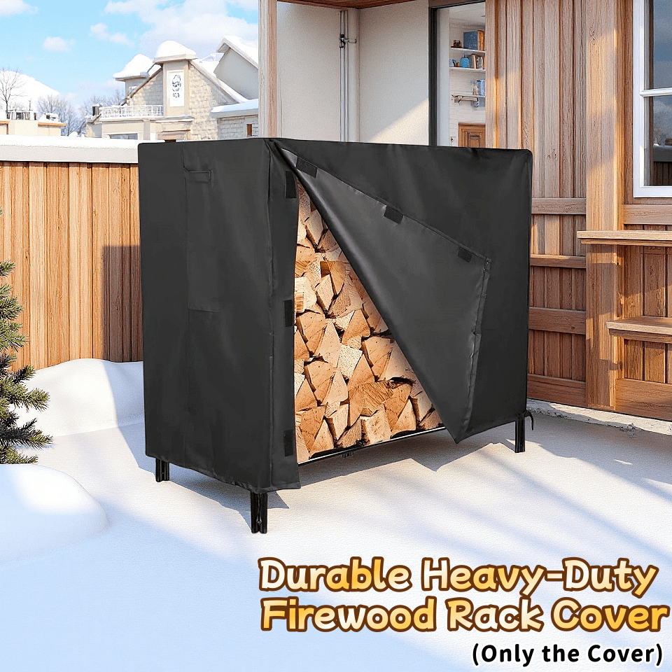 Durable Heavy-Duty Firewood Rack Cover - UV-Resistant 900D Oxford Fabric, Multi-Layer Outdoor Wood Storage Organizer With Ventilation Holes, Space-Saving Design For Indoor & Outdoor Use, Minimalist And Durable Protection