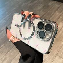 Funda magnética con lente integral y baño de oro, con diseño de lazo rosa. Compatible con carga inalámbrica magnética. Compatible con phone 16 Pro Max, 16, 15 Pro, 14, 14 Plus/14 Pro Max, 13, 13 Pro, 12 Pro, 11/11 Pro y la serie Pro. Es un excelente teléfono para amigos, cumpleaños y festividades. - Plateado - Ver 10