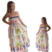 July Tropical Strapless Dress In Various Prints, 2025 Collection - Guava - View 4